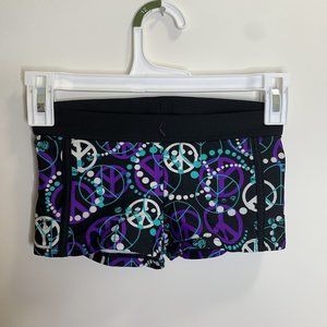 Xhilaration Girls M 7/8 Black Peace Sign Swim Shorts Bottoms